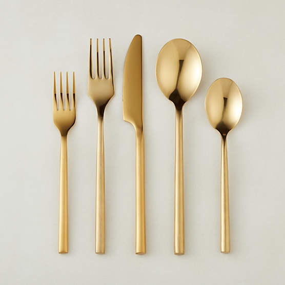 Rush 20-Piece Brushed Gold Flatware Set