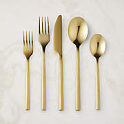 Rush 20-Piece Brushed Gold Flatware Set + Reviews | CB2