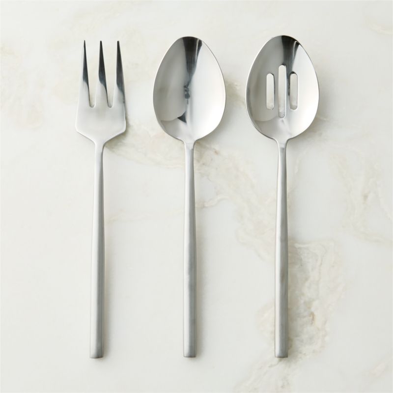 View Rush 3-Piece Brushed Silver Serving Utensil Set details