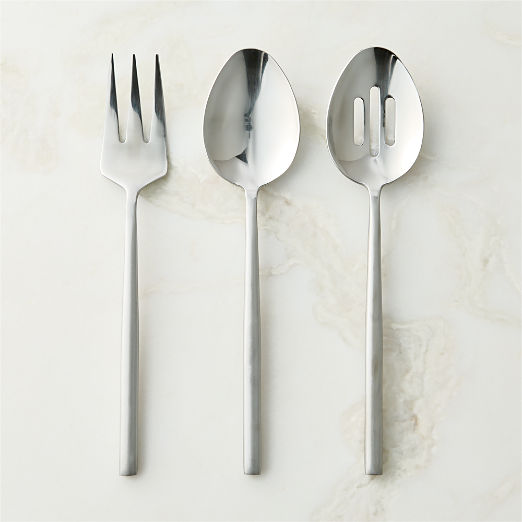 Rush 3-Piece Brushed Silver Serving Utensil Set