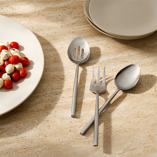 Rush 3-Piece Brushed Silver Serving Utensil Set
