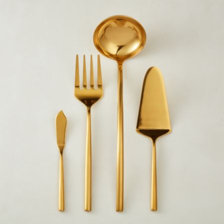 4-Piece Rush Brushed Gold Serving Utensil Set