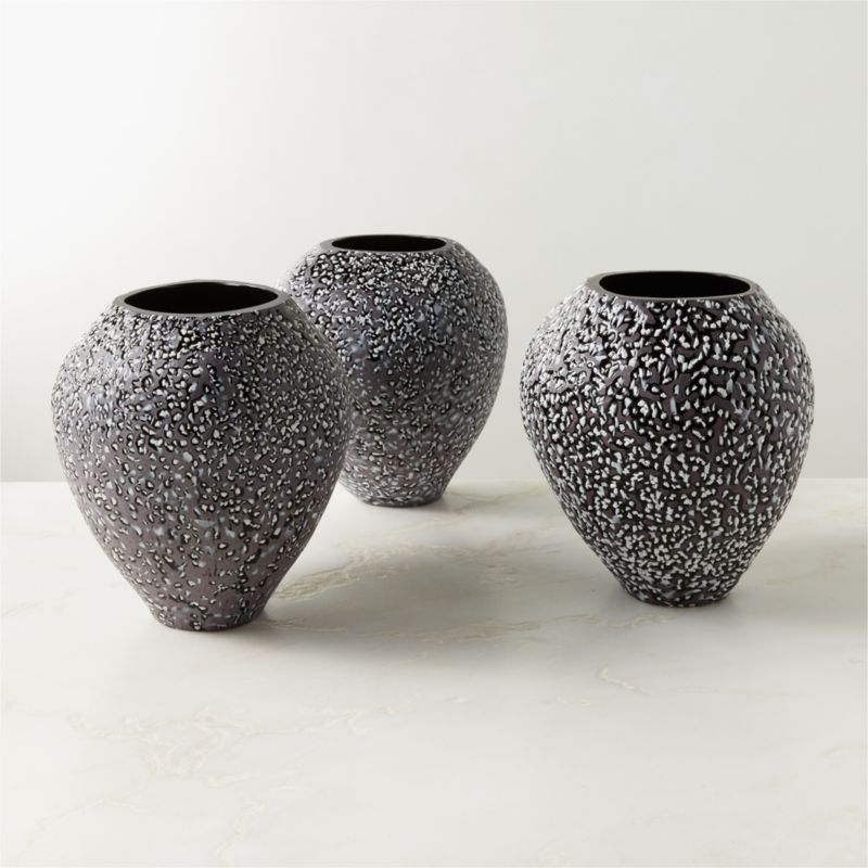 Ruslia Grey and White Speckled Glass Vase - image 3 of 5