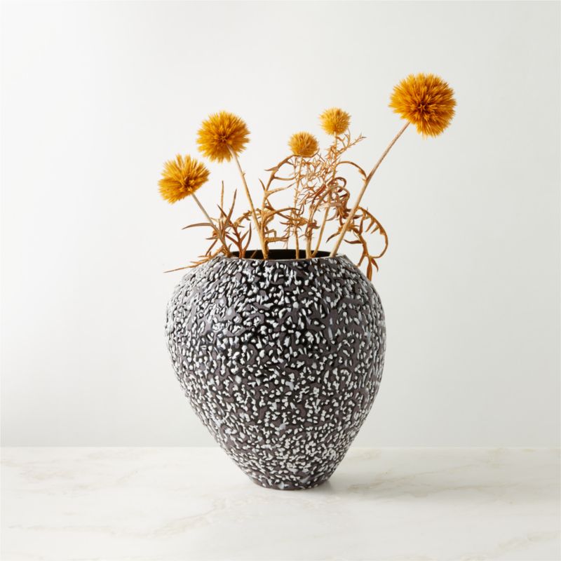 Ruslia Grey and White Speckled Glass Vase - image 1 of 5