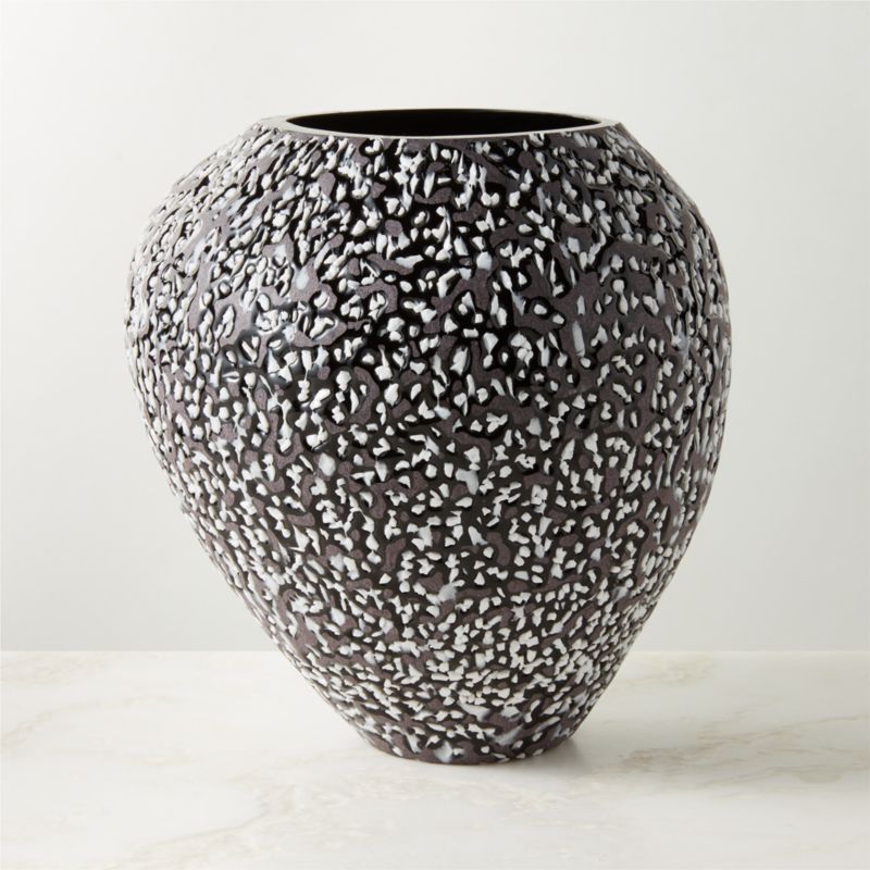 Ruslia Grey and White Speckled Glass Vase - image 0 of 5