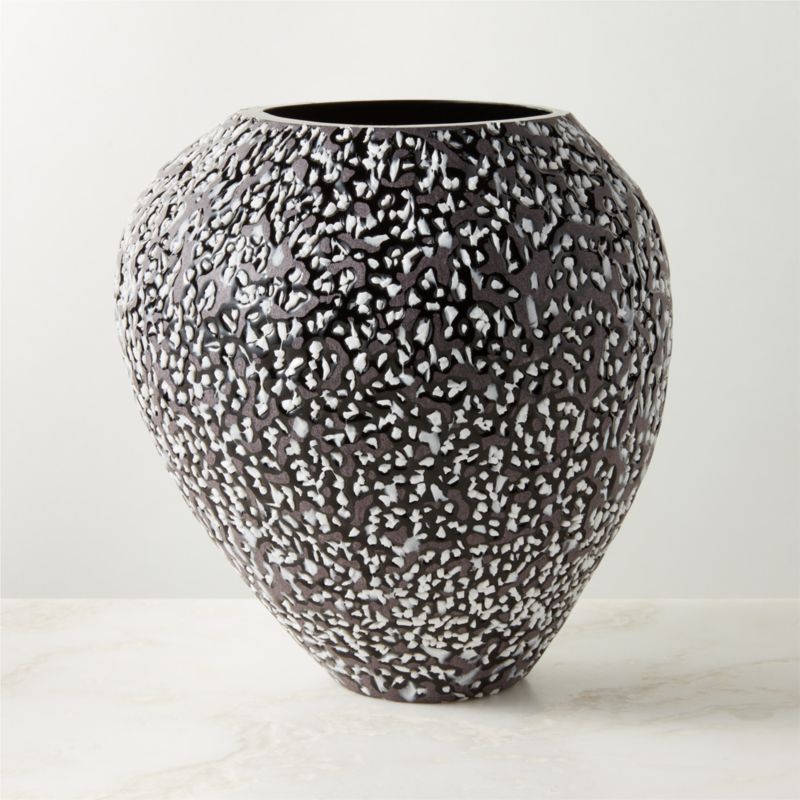 View Ruslia Grey and White Speckled Glass Vase details