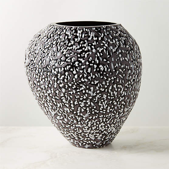 Ruslia Grey and White Speckled Glass Vase