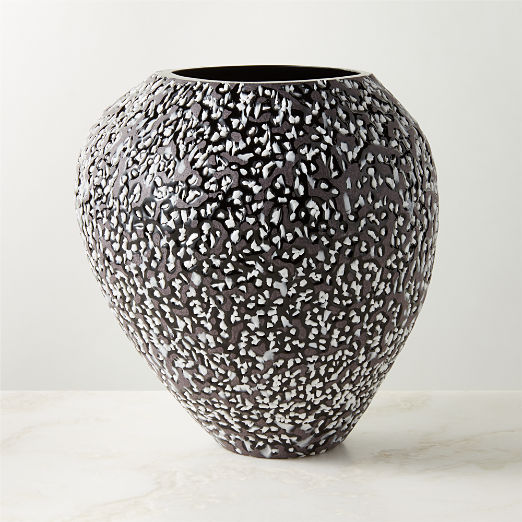 Ruslia Grey and White Speckled Glass Vase