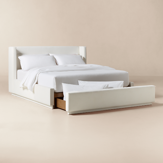 Russell Ivory Performance Chenille Upholstered King Storage Bed