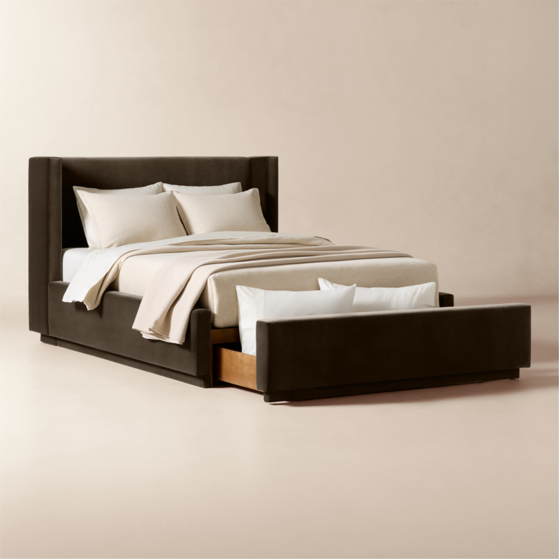 Russell Mink Faux Mohair Upholstered Queen Storage Bed - image 4 of 11