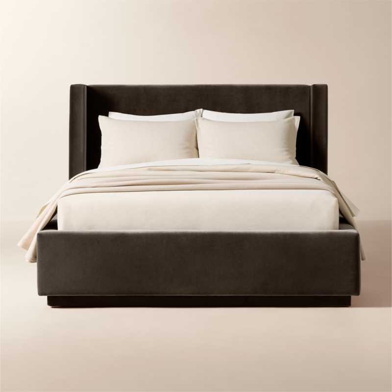 Russell Mink Faux Mohair Upholstered Queen Storage Bed - image 0 of 11