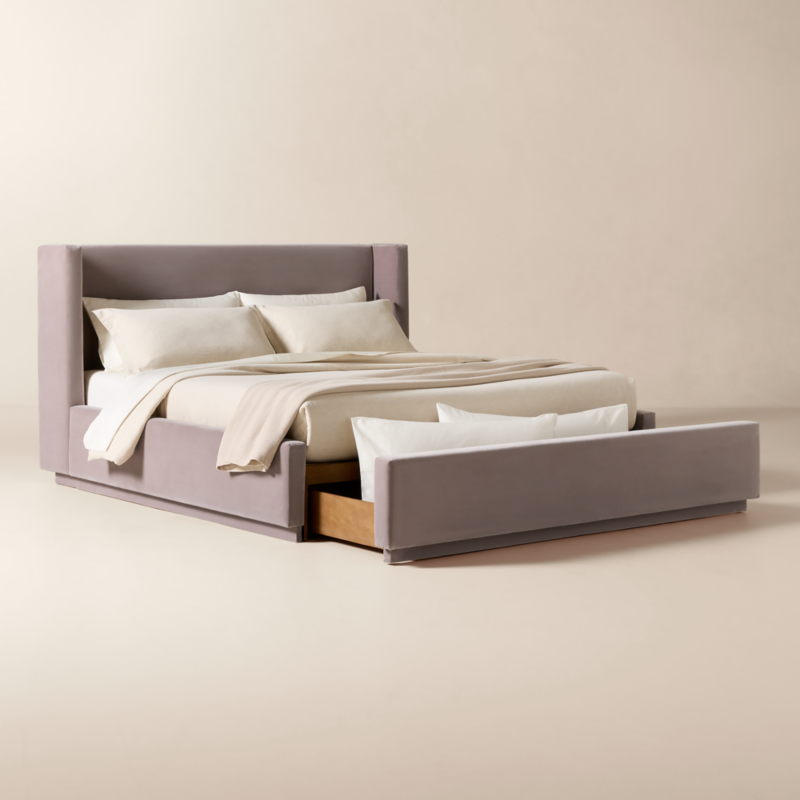 Russell Dusty Lilac Velvet Upholstered King Storage Bed - image 4 of 11