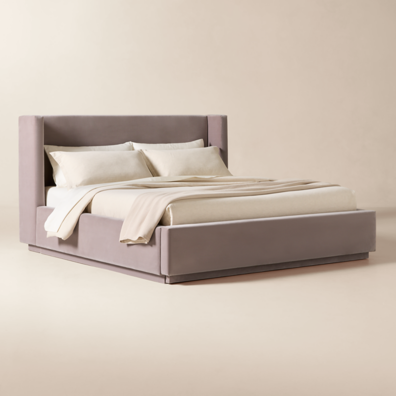 Russell Dusty Lilac Velvet Upholstered King Storage Bed - image 3 of 11