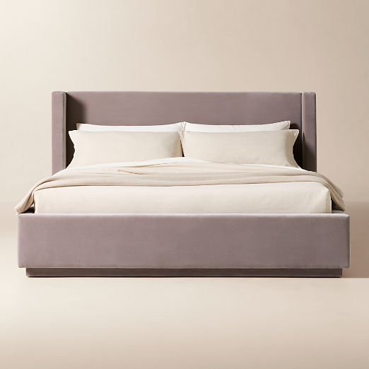 Russell Dusty Lilac Velvet Upholstered Storage Bed