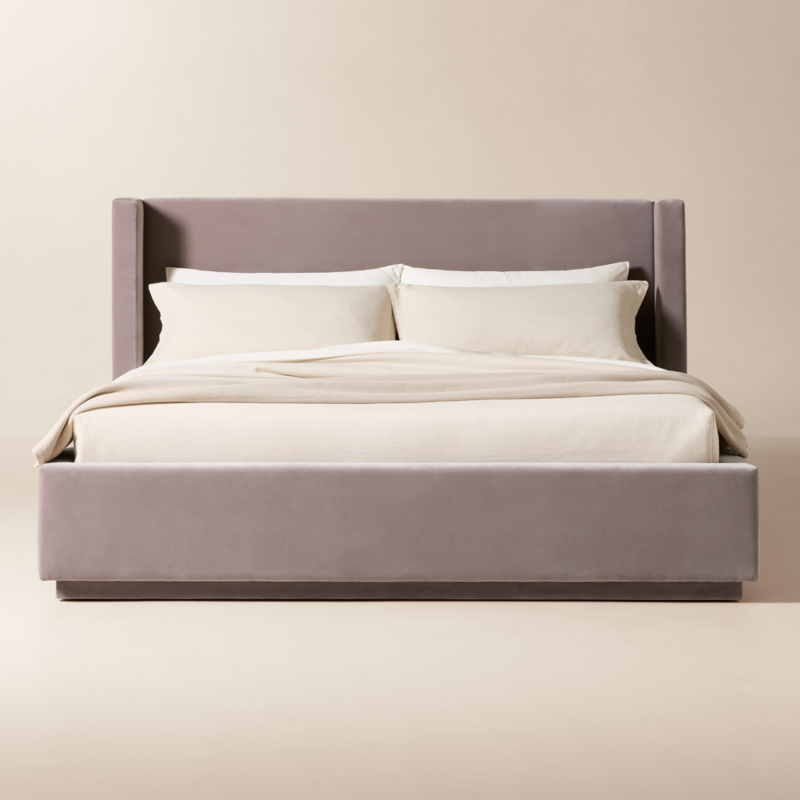Russell Dusty Lilac Velvet Upholstered King Storage Bed - image 0 of 11