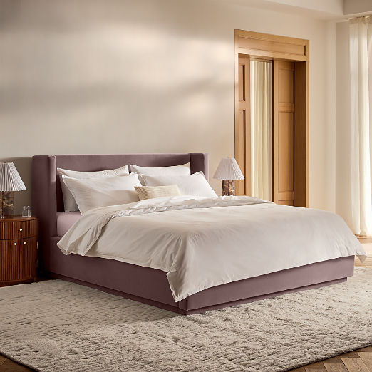 Russell Dusty Lilac Velvet Upholstered Storage Bed