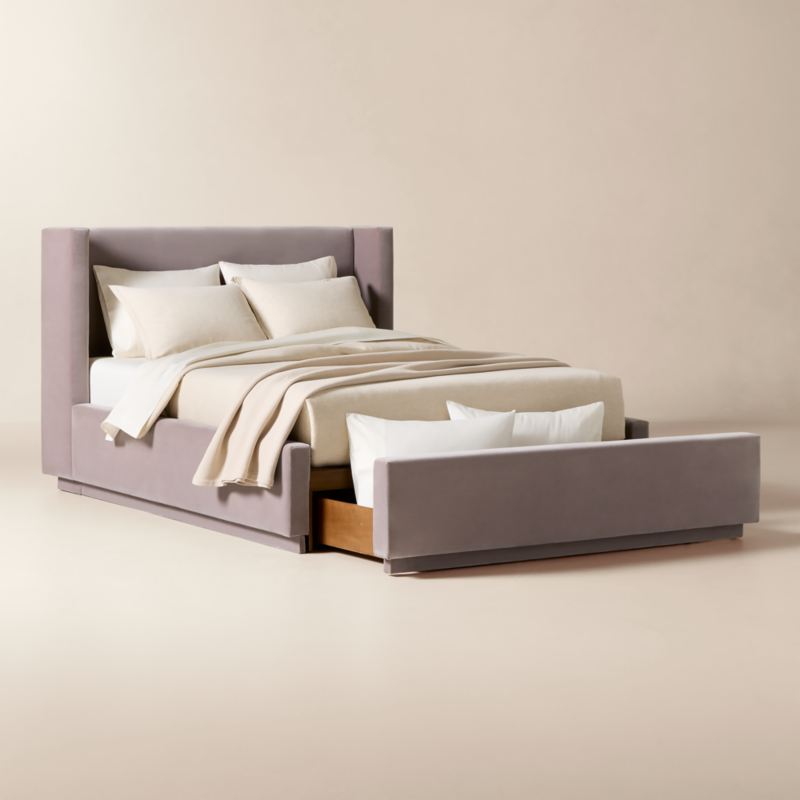 Russell Dusty Lilac Velvet Upholstered Queen Storage Bed - image 4 of 11