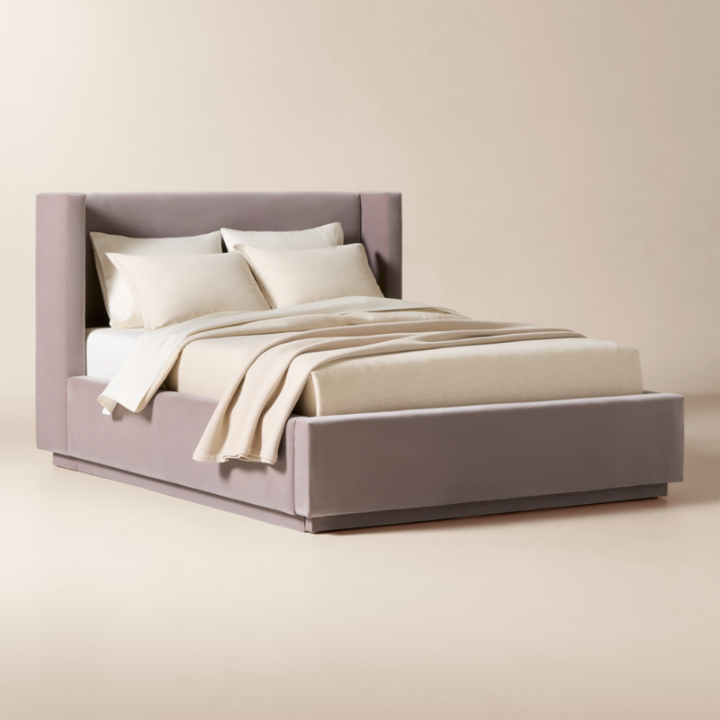 Russell Dusty Lilac Velvet Upholstered Queen Storage Bed - image 3 of 11