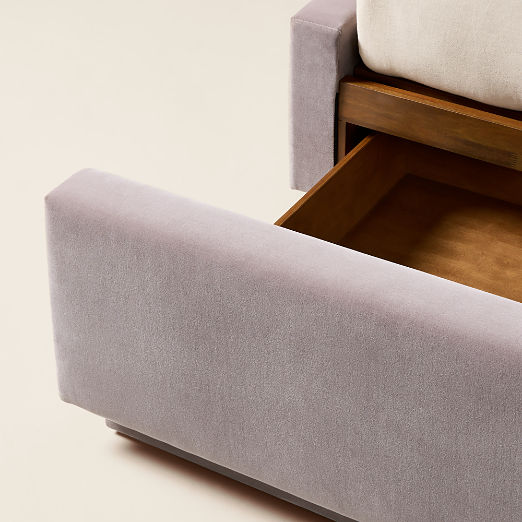 Russell Dusty Lilac Velvet Queen Storage Bed