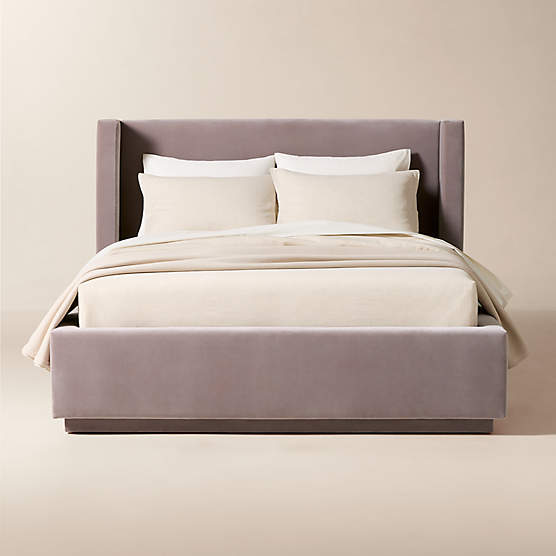 Russell Dusty Lilac Velvet Upholstered Queen Storage Bed