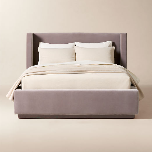 Russell Dusty Lilac Velvet Upholstered Queen Storage Bed