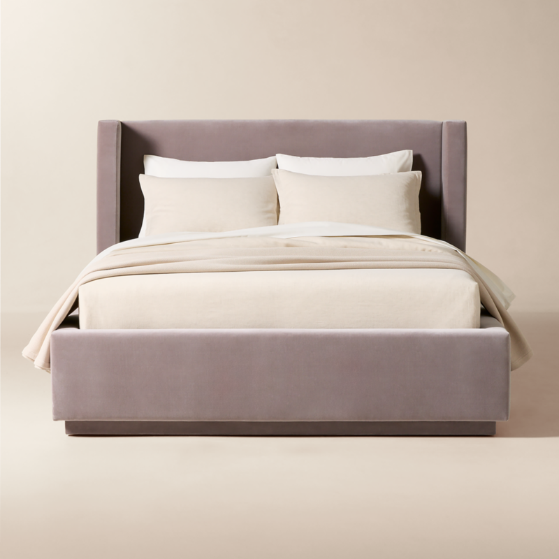 Russell Dusty Lilac Velvet Upholstered Queen Storage Bed - image 0 of 11