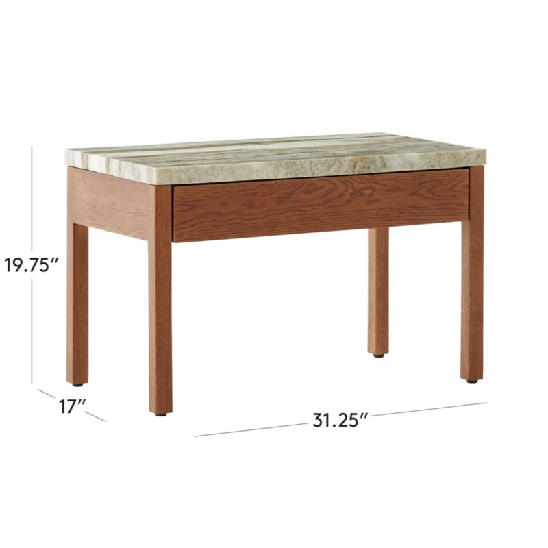 View Ryne Oak Wood Nightstand with Marble Top - image 3 of 9