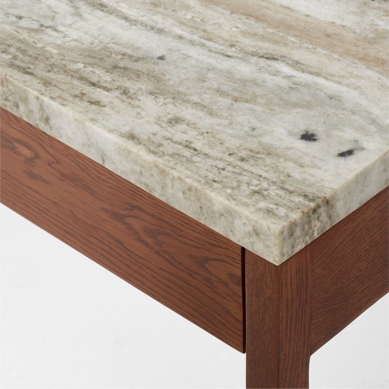 Ryne Oak Wood Nightstand with Marble Top - image 8 of 9