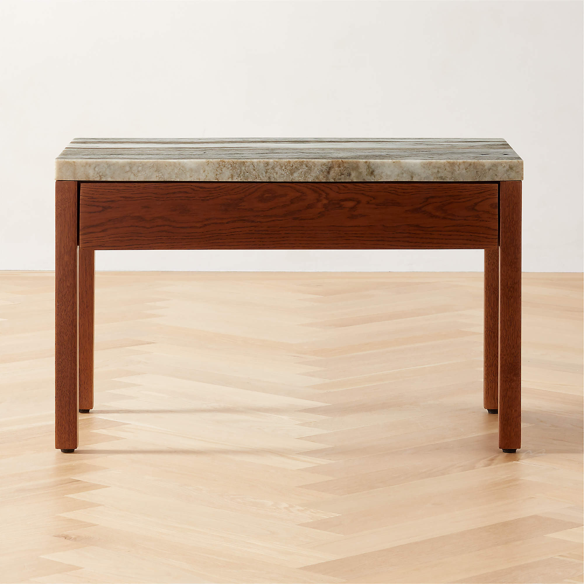 Ryne Oak Wood Nightstand with Marble Top CB2