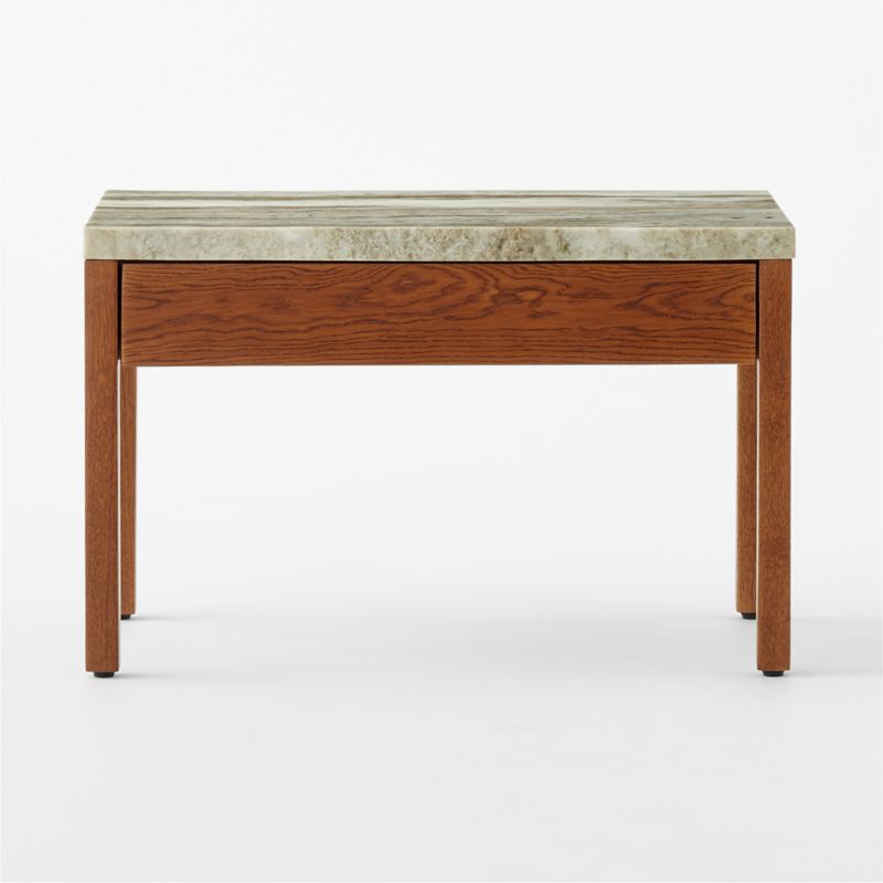 Ryne Oak Wood Nightstand with Marble Top - image 3 of 9