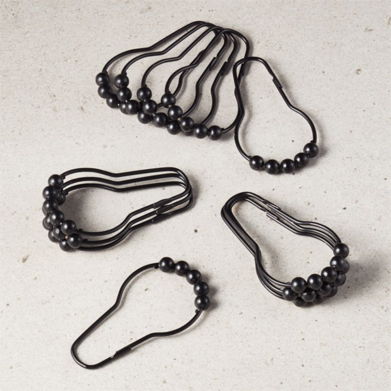 View Matte Black Shower Rings Set of 12 details