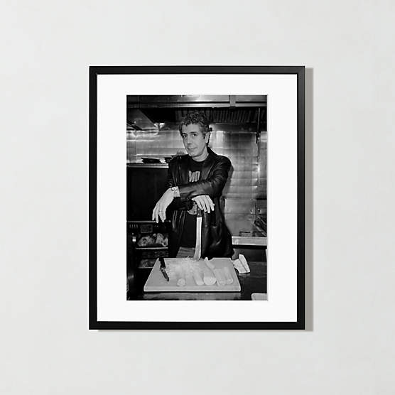 'Anthony Bourdain in the Kitchen' Photographic Print in Black Frame 17"x21"