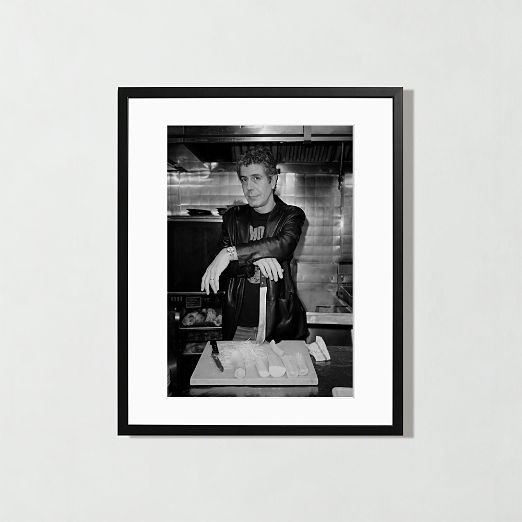 'Anthony Bourdain in the Kitchen' Photographic Print in Black Frame 17"x21"