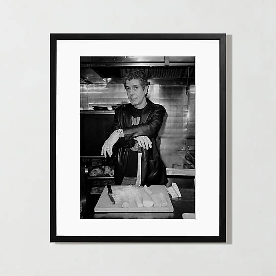 'Anthony Bourdain in the Kitchen' Photographic Print in Black Frame 27"x38"