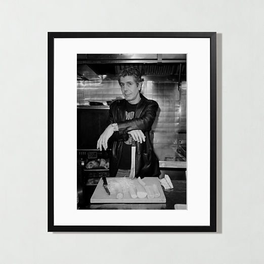 'Anthony Bourdain in the Kitchen' Photographic Print in Black Frame
