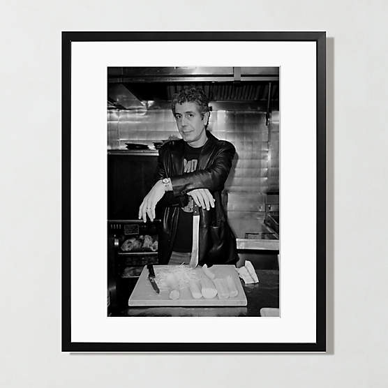 'Anthony Bourdain in the Kitchen' Photographic Print in Black Frame 21.75"x25.75"