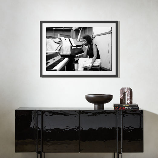 'Aretha at the Piano' Photographic Print in Black Frame 21.5"x17.5"