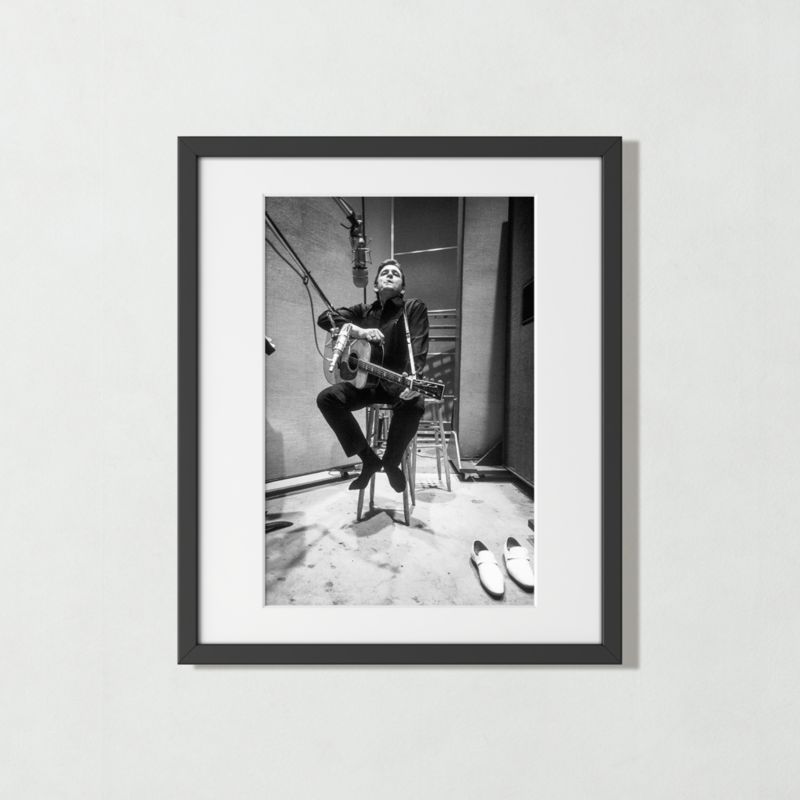 'Johnny Cash in the Studio' Photographic Print in Black Frame 25.5"x21.5" - image 0 of 6