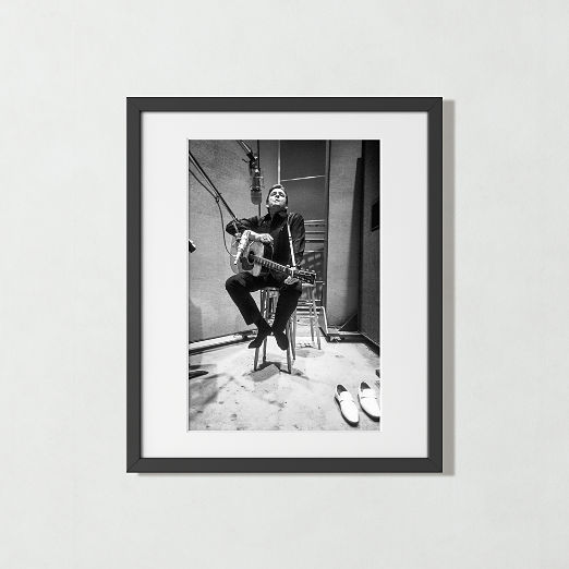 'Johnny Cash in the Studio' Photographic Print in Black Frame 25.5"x21.5"