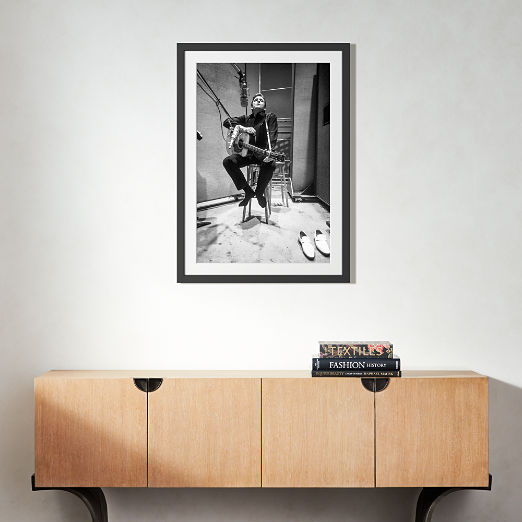 'Johnny Cash in the Studio' Photographic Print in Black Frame 25.5"x21.5"