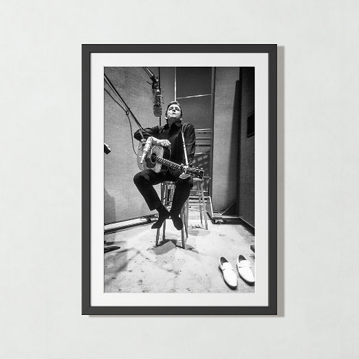 'Johnny Cash in the Studio' Photographic Print in Black Frame 39.5"x28.5"