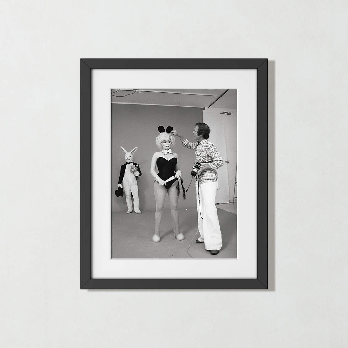 'Dolly Parton Playboy Shoot' Black & White Art Print in Black Frame 33