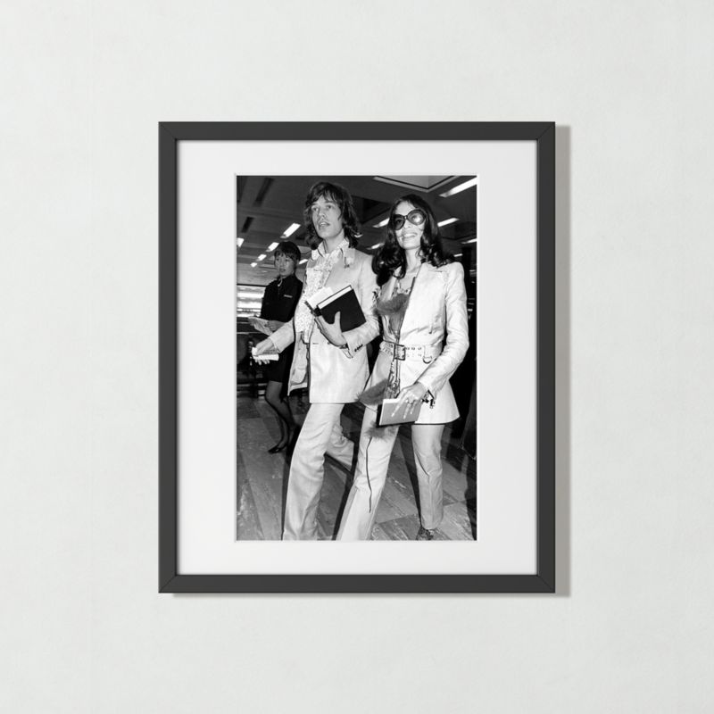 View 'Mick and Bianca at the London Airport, 1970' Photographic Print in Black Frame 21.5"x25.5" details