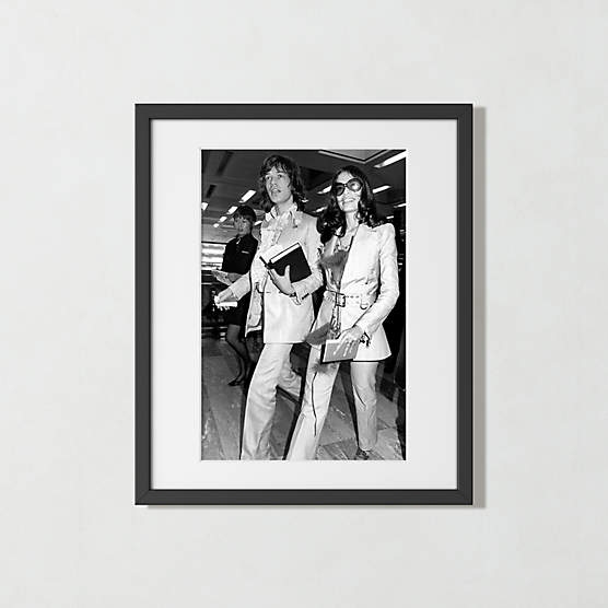 'Mick and Bianca at the London Airport, 1970' Photographic Print in Black Frame 21.5"x25.5"