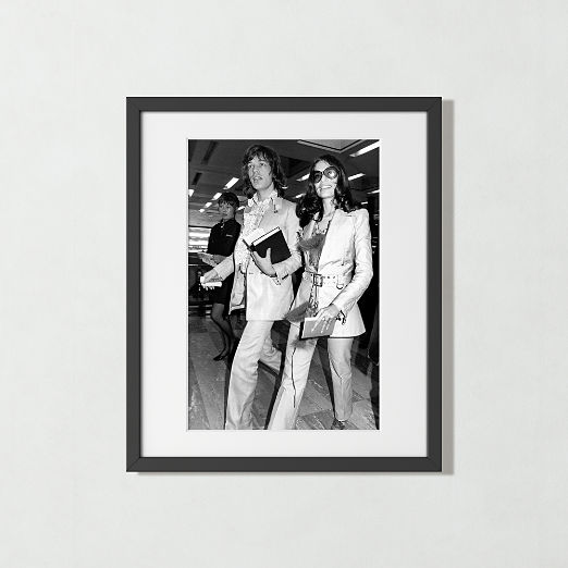 'Mick and Bianca at the London Airport, 1970' Photographic Print in Black Frame 21.5"x25.5"