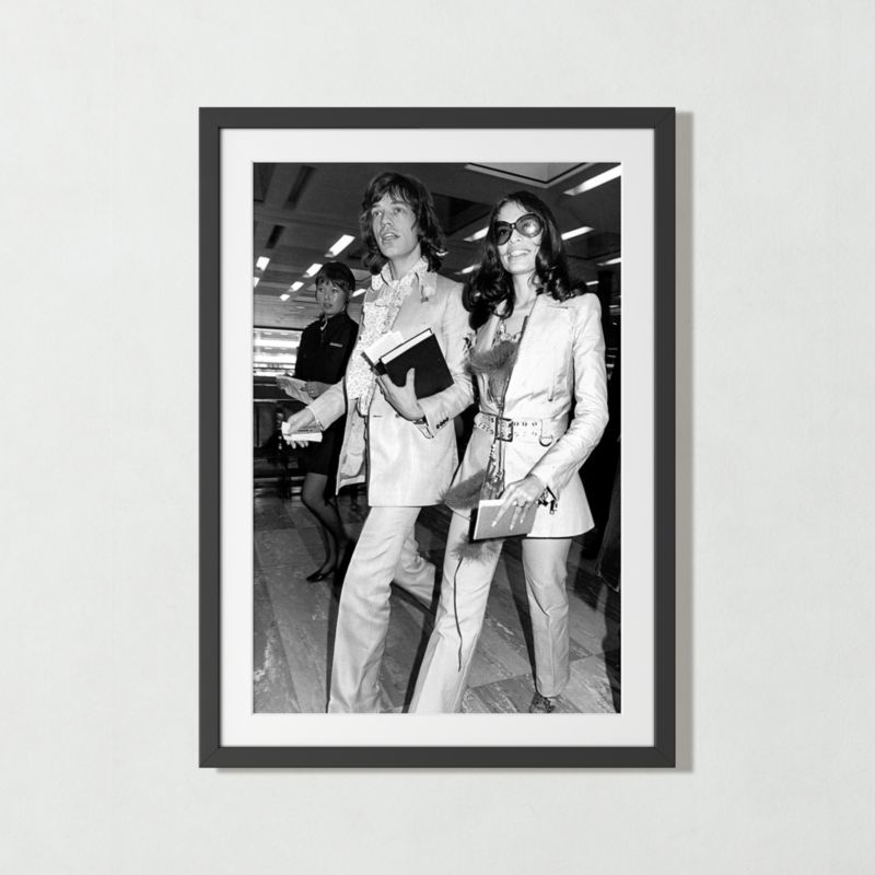 'Mick and Bianca at the London Airport, 1970' Photographic Print in Black Frame 39.5"x28.5" - image 0 of 3