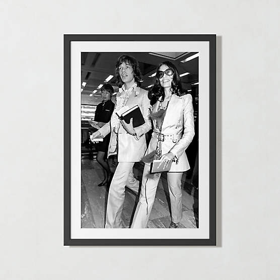 'Mick and Bianca at the London Airport, 1970' Photographic Print in Black Frame 39.5"x28.5"