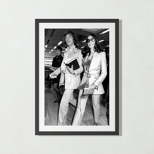 'Mick and Bianca at the London Airport, 1970' Photographic Print in Black Frame 39.5"x28.5"