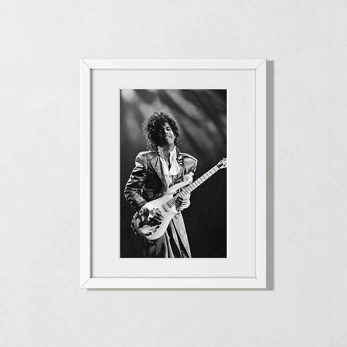 'Prince In Chicago' Black & White Art Print in White Frame 17.5