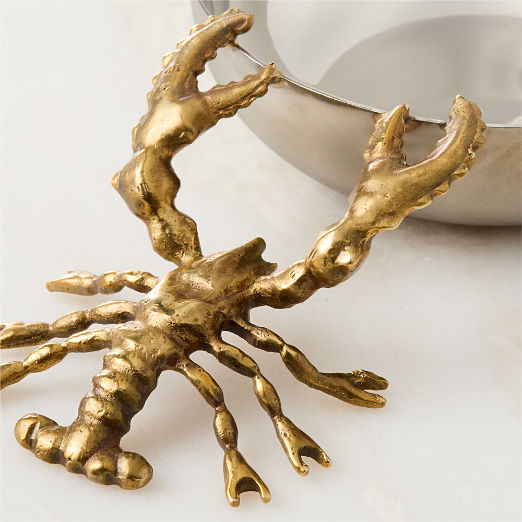 Stainless Steel and Brass Lobster Snack Bowl